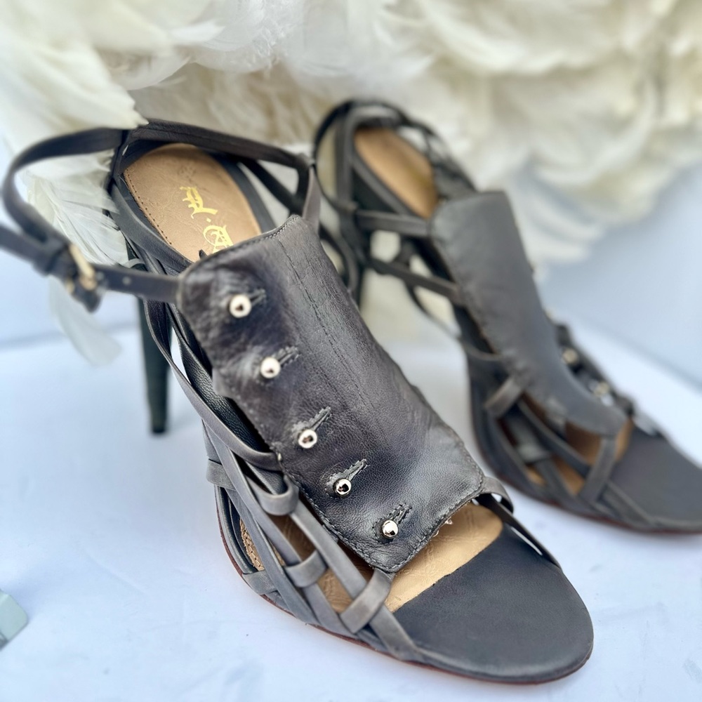 L.A.M.B. Sandal Heels in grey